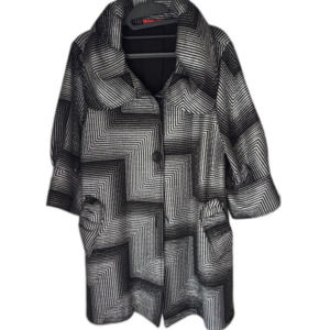 Saint Gil Paris Geometric Cocktail/Evening 3/4 Sleeve Jacket in Black and White